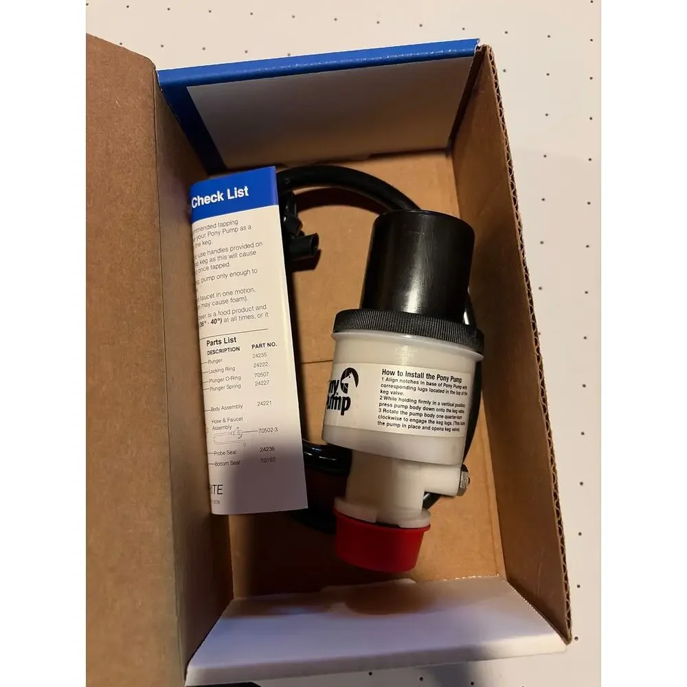 The pony pump for dispensing draft beer  New with package and manual
